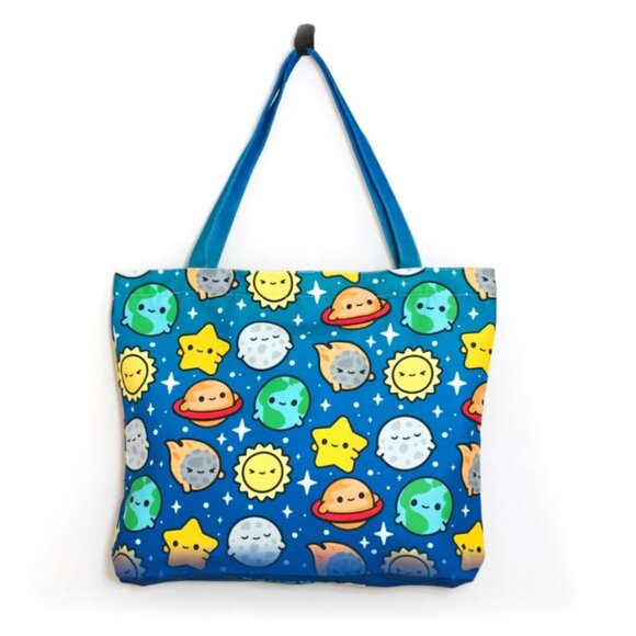 Adorable Galactic Space Tote Bag with Zipper - Picture 2 of 3